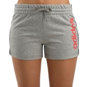 Adidas Women's Athletic Shorts in Gray with Pink Logo